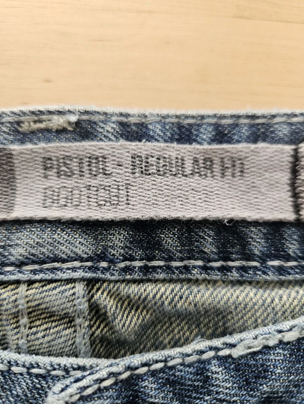 Rock & Roll Denim Men Pistol Bootcut Vtg Wash Ivory Top Stitching Jeans 33x32